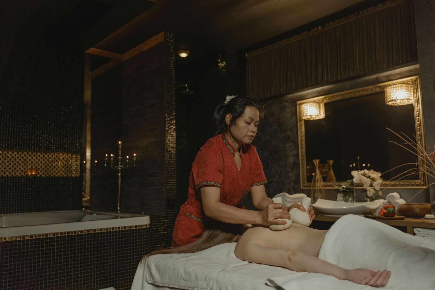 Calming spa massage environment
