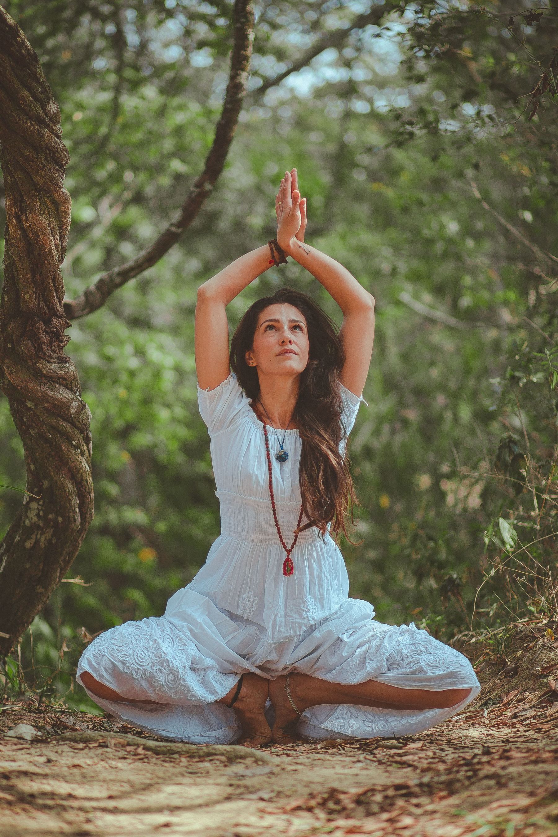 Guided meditation and yoga in the forest