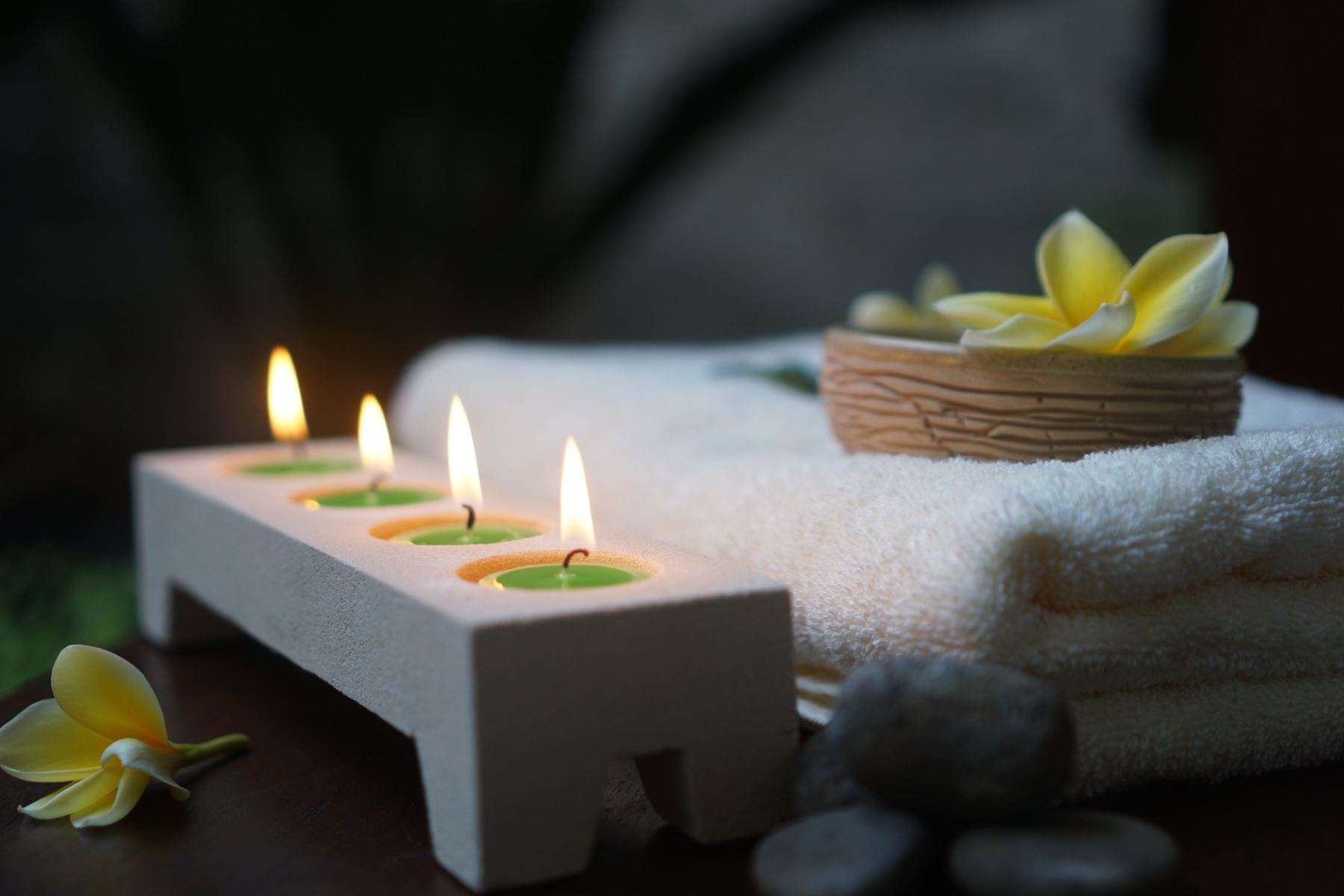 Restorative spa retreat lounge with candles